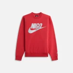 nike x nigo nrg crew fleece sweatshirt gym red and wolf grey - KITH-SHOP