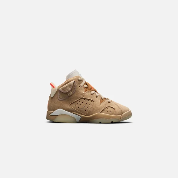 nike x travis scott pre school air jordan 6 retro sp british khaki sail bright crimson - KITH-SHOP