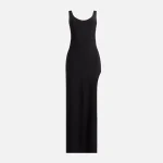 norma kamali black marissa wide slit gown - KITH-SHOP