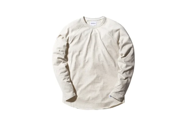 norse projects aske long sleeve perforated tee in ecru - KITH-SHOP