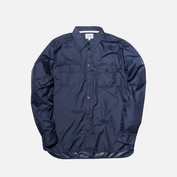 norse projects ripstop hans shirt in navy - KITH-SHOP