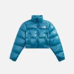 north face women s nuptse short jacket in storm blue - KITH-SHOP