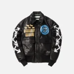 off white black multi airbrushed aviator bomber jacket - KITH-SHOP