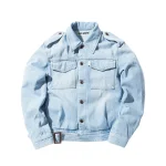 off white bleach denim military jacket white - KITH-SHOP