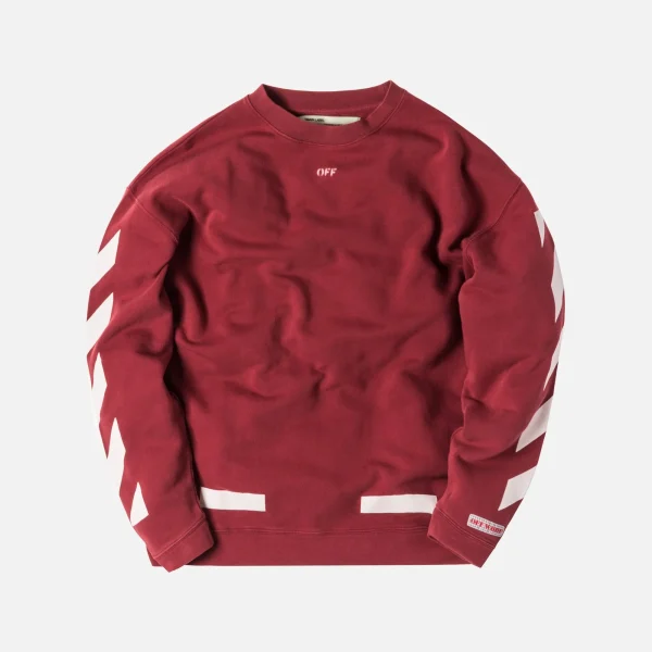 off white diagonal arrows crewneck sweatshirt bordeaux white - KITH-SHOP