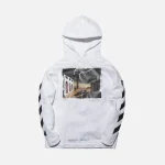 off white diagonal silver chirico graphic hoodie white - KITH-SHOP