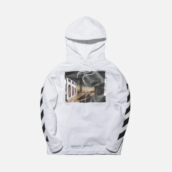 off white diagonal silver chirico graphic hoodie white - KITH-SHOP