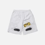 off white diagonal spray mesh running shorts white - KITH-SHOP