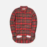 off white diagonal spray print button up shirt red and white - KITH-SHOP