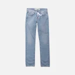 off white diagonal spray slim fit denim jeans light blue - KITH-SHOP