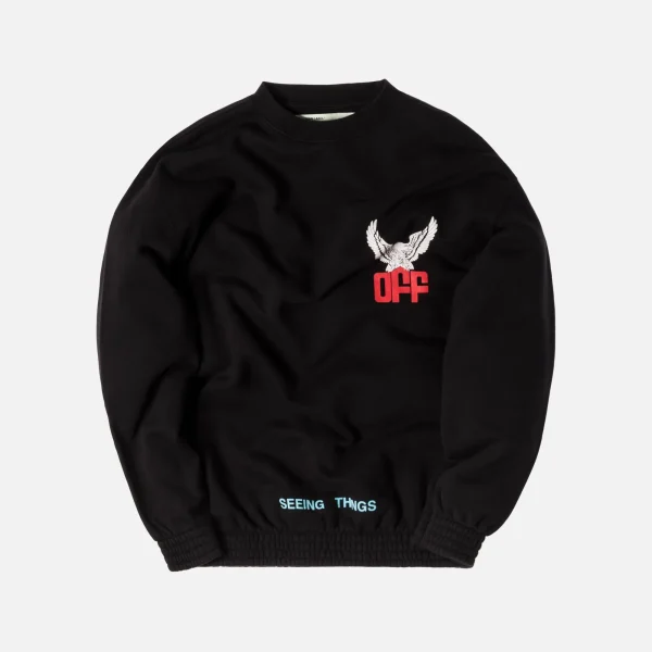 off white eagle overlay crewneck sweatshirt black - KITH-SHOP