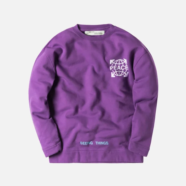 off white globe oversized crewneck sweatshirt violet and white - KITH-SHOP