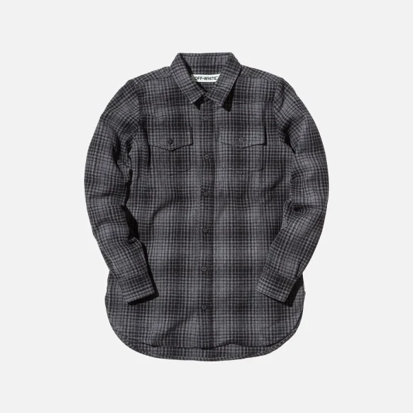 off white grey black tartan button up shirt - KITH-SHOP