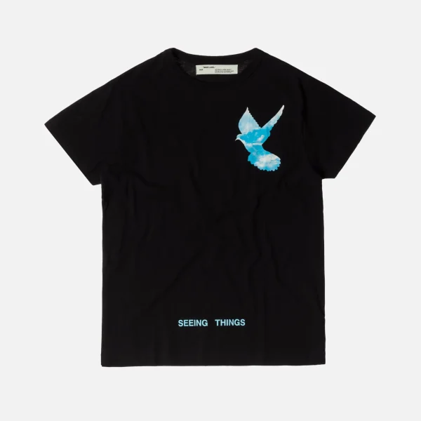 off white not real dove graphic tee black and blue - KITH-SHOP