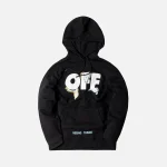 off white over hoodie in black multi oversized watch print - KITH-SHOP