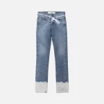 off white slim fit diagonal denim jeans bleach vintage light blue - KITH-SHOP