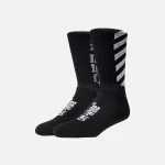 off white striped diagonal pattern socks black - KITH-SHOP