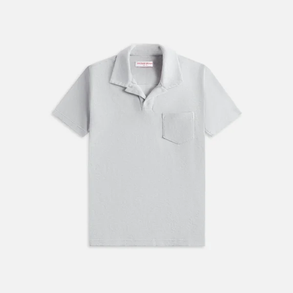 orlebar brown white jade terry towelling resort polo shirt - KITH-SHOP