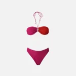 oseree lumiere bicolor bandeau bikini set red fuchsia - KITH-SHOP