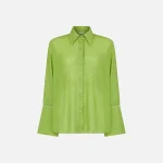 oseree lumiere elegant lurex long shirt in lime - KITH-SHOP