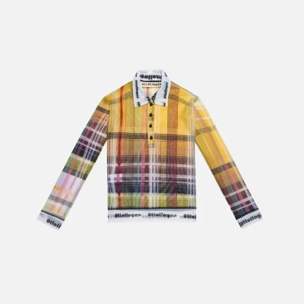 ottolinger plaid mesh polo shirt - KITH-SHOP