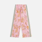 palm angels abstract palm print cropped track pants pink gold - KITH-SHOP