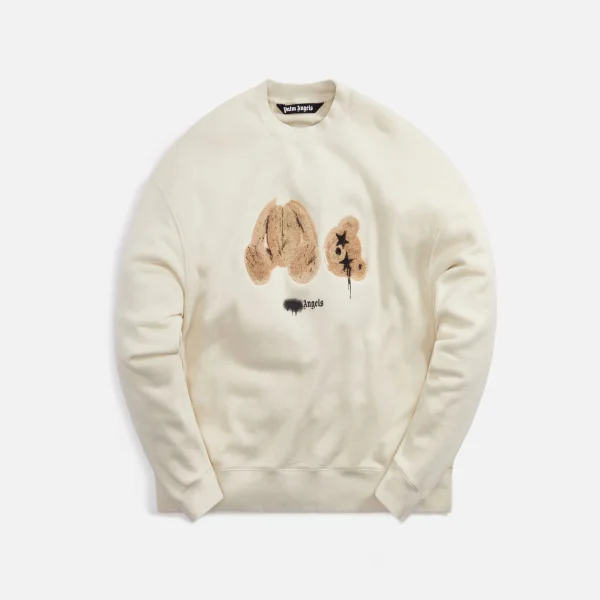 palm angels bear crewneck sweatshirt cream - KITH-SHOP