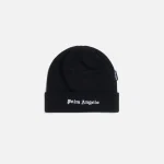 palm angels black and white logo beanie - KITH-SHOP