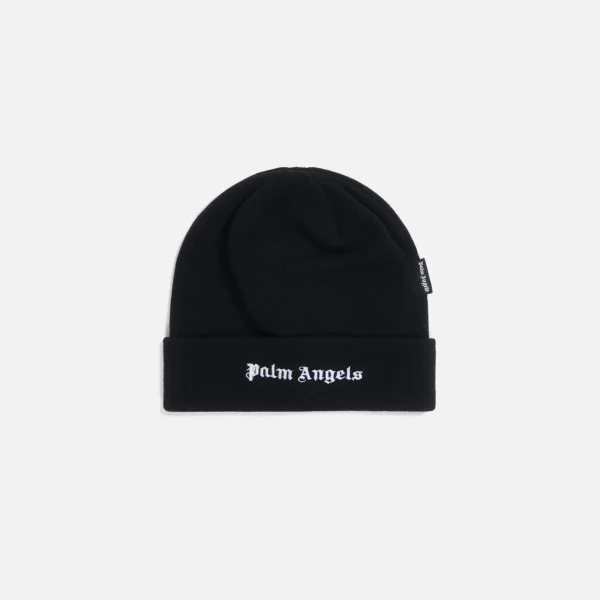 palm angels black and white logo beanie - KITH-SHOP