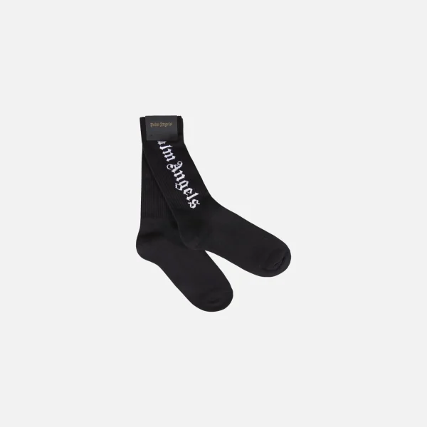 palm angels black classic logo ankle socks - KITH-SHOP