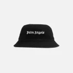 palm angels black classic logo bucket hat - KITH-SHOP