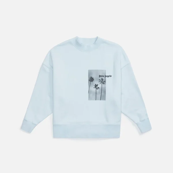 palm angels blue palm boulevard crewneck sweatshirt - KITH-SHOP