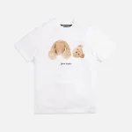 palm angels classic bear tee white with brown design - KITH-SHOP