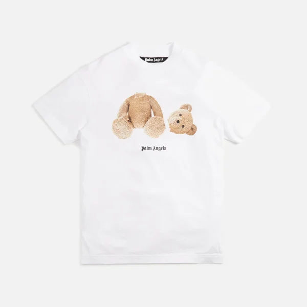 palm angels classic bear tee white with brown design - KITH-SHOP