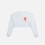 palm angels cropped tee with the palm over logo white fuchsia - KITH-SHOP