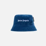 palm angels navy cord logo bucket hat - KITH-SHOP