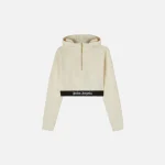 palm angels off white black logo tape zipped hoodie - KITH-SHOP