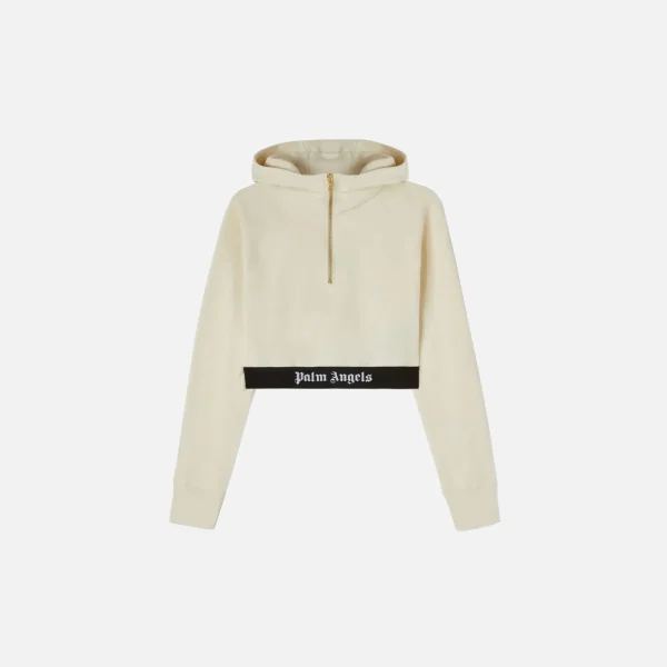 palm angels off white black logo tape zipped hoodie - KITH-SHOP