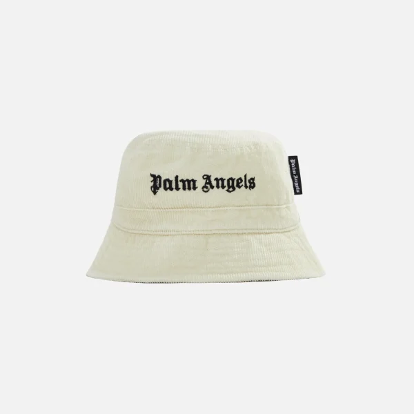 palm angels off white cord logo bucket hat - KITH-SHOP