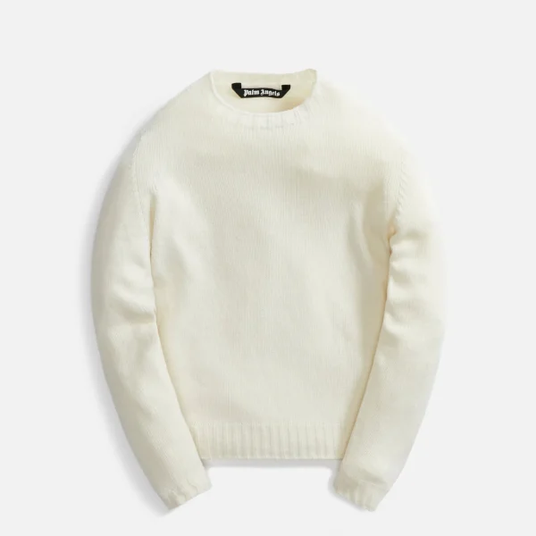 palm angels off white curved logo sweater - KITH-SHOP