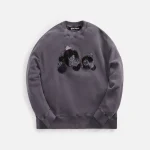 palm angels patchwork ripped bear crewneck in indigo - KITH-SHOP