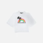 palm angels rainbow graphic cropped t shirt white black - KITH-SHOP