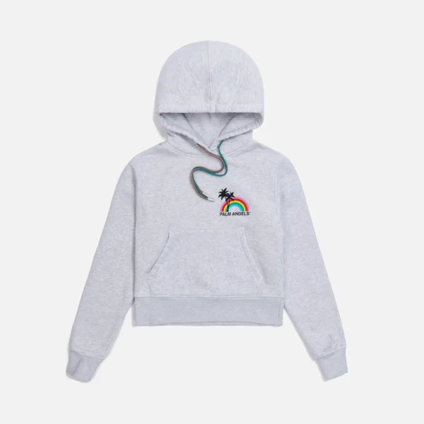 palm angels rainbow graphic hoodie melange grey - KITH-SHOP