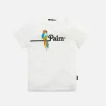 palm angels vintage parrot graphic tee white with black accents - KITH-SHOP