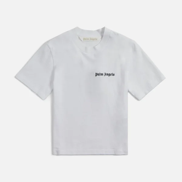 palm angels white classic logo fit tee - KITH-SHOP