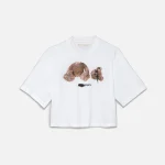 palm angels white sprayed bear cropped t shirt - KITH-SHOP