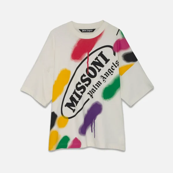 palm angels x missoni sport loose fit tee off white - KITH-SHOP