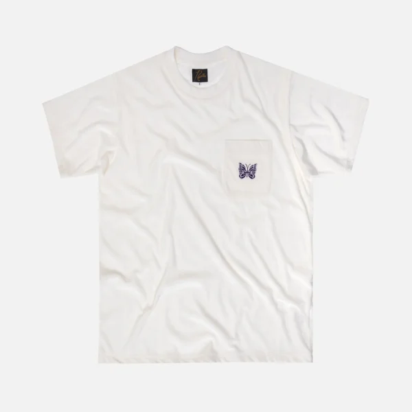 papillion embroidered pocket tee by needles white - KITH-SHOP