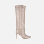 paris texas croco embossed stiletto boot heel 85mm taupe - KITH-SHOP