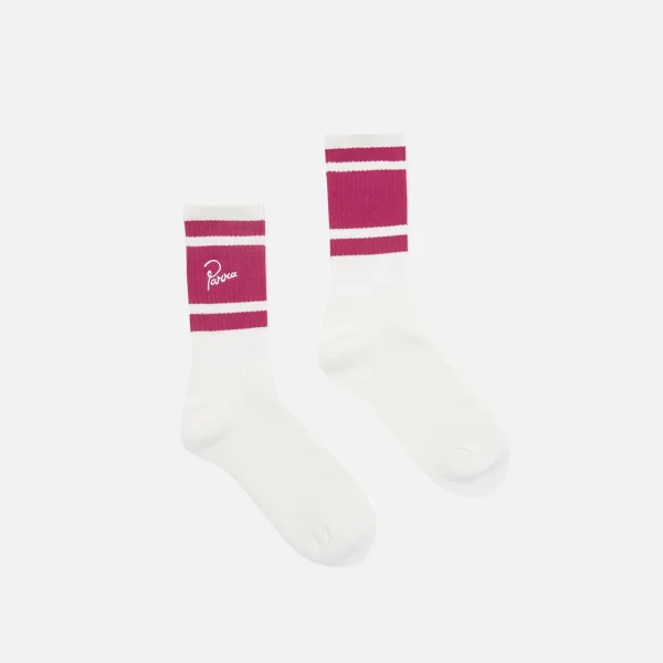 parra 2 tone crew socks in white and pink - KITH-SHOP